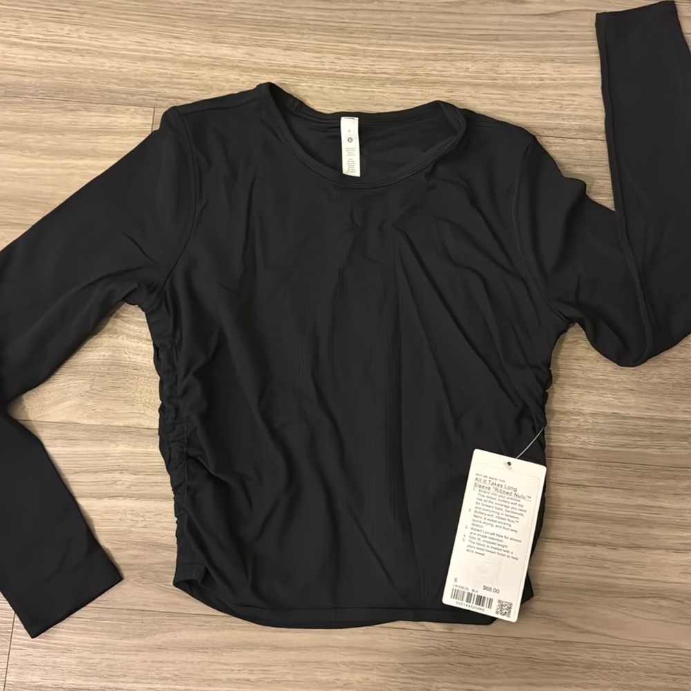 All It Takes Long Sleeve Ribbed Nulu Lululemon Black Size 6 BRAND NEW
